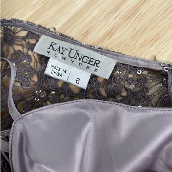 Kay Unger Dress Silver Shimmer Sequin Womens Size 6 Wedding Party Cruise Holiday - Picture 4 of 13